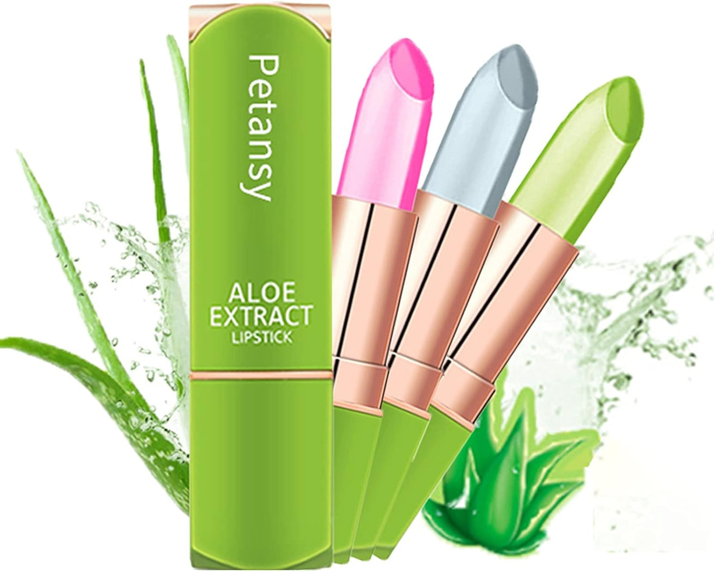 3 Packs Aloe Vera Lipstick, Lips Moisturizer Long Lasting Nutritious Lip Balm Magic Temperature Color Change Lip Gloss-Set