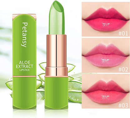 3 Packs Aloe Vera Lipstick, Lips Moisturizer Long Lasting Nutritious Lip Balm Magic Temperature Color Change Lip Gloss-Set