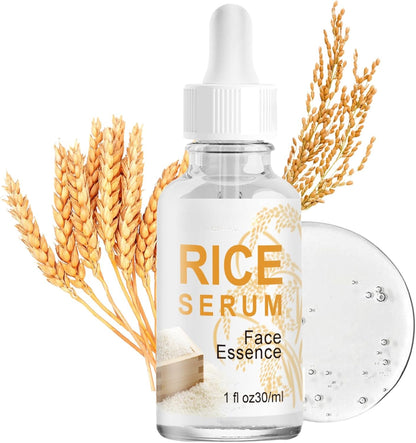 Rice Serum - Korean Anti-Wrinkle & Brightening Face with Hyaluronic Acid, Hydrating Formula for Dull Skin, Moisturizing & Nourishing Skincare Essence 30Ml