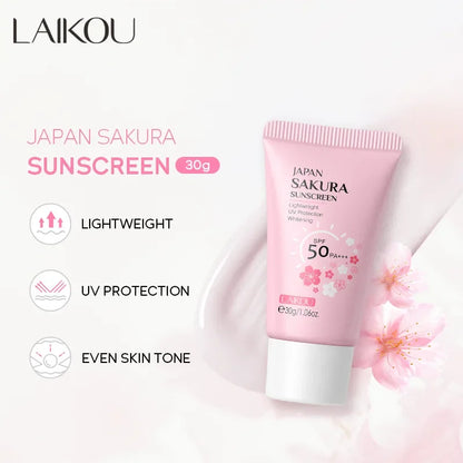 Sakura Cream Korean Sunscreen Protector Facial Sun Blocker Spf50 Isolation Lotion Moisturizer 30G