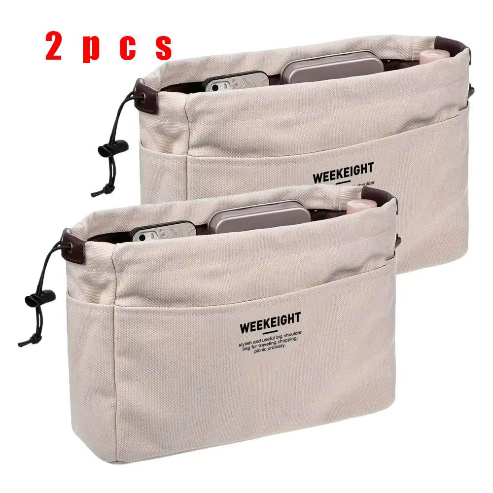 1/2Pcs Drawstring Canvas Storage Organizers Multi-Pockets Liner Bag Lightweight Portable Travel Storage Bag