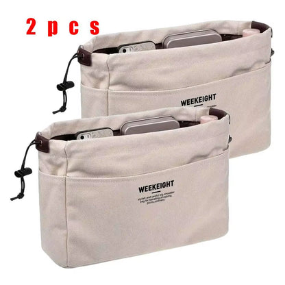 1/2Pcs Drawstring Canvas Storage Organizers Multi-Pockets Liner Bag Lightweight Portable Travel Storage Bag