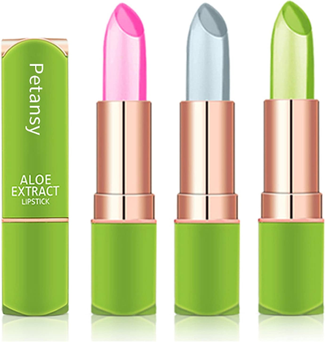 3 Packs Aloe Vera Lipstick, Lips Moisturizer Long Lasting Nutritious Lip Balm Magic Temperature Color Change Lip Gloss-Set