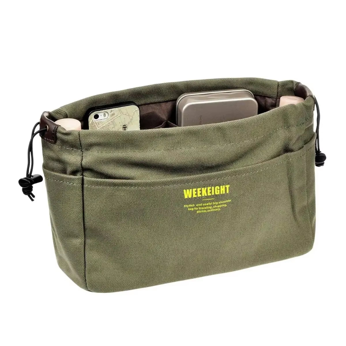 1/2Pcs Drawstring Canvas Storage Organizers Multi-Pockets Liner Bag Lightweight Portable Travel Storage Bag