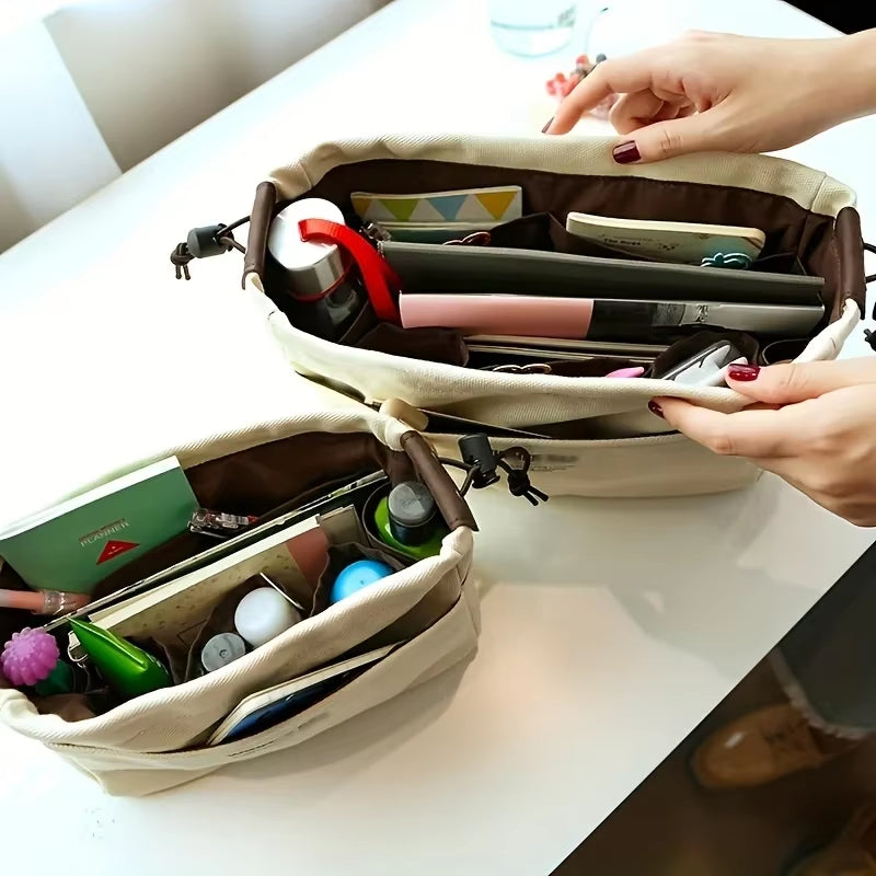 1/2Pcs Drawstring Canvas Storage Organizers Multi-Pockets Liner Bag Lightweight Portable Travel Storage Bag