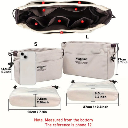1/2Pcs Drawstring Canvas Storage Organizers Multi-Pockets Liner Bag Lightweight Portable Travel Storage Bag